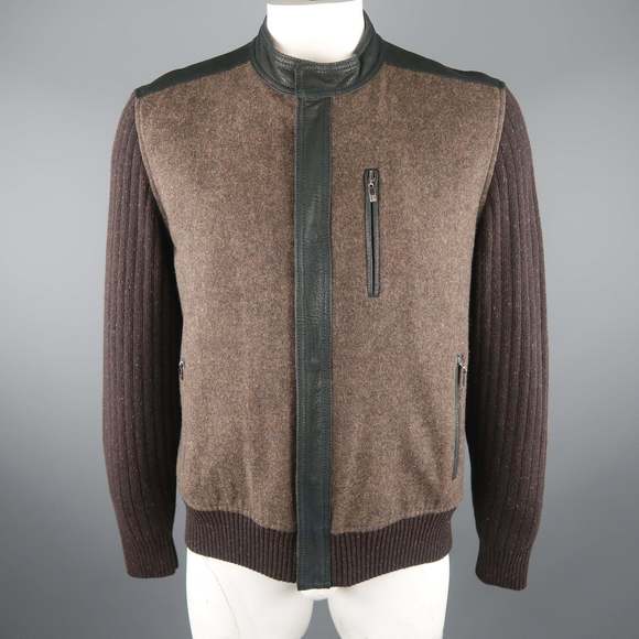 TORRAS Chest Brown Mixed Materials Wool Zip Up Jacket - Picture 1 of 9